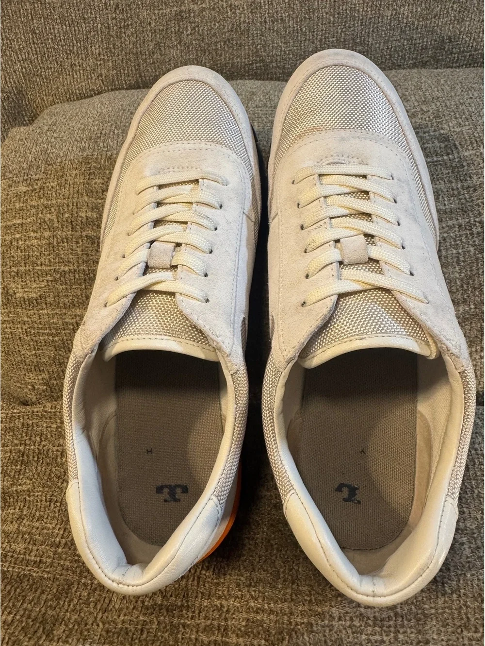 Tory Burch Sawtooth Low Top Sneakers White Grey Orange 9M